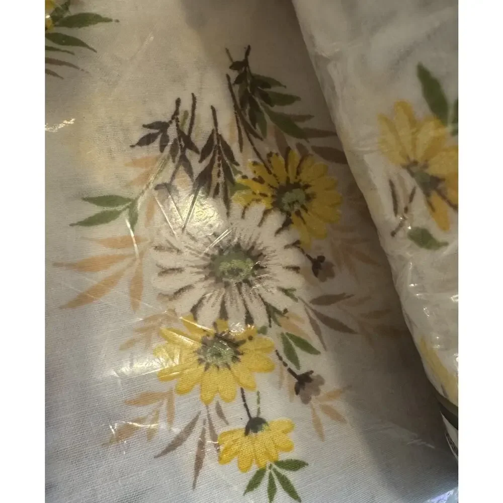 VTG Double Flat & fitted Sheet Pequot No-Iron Percale NIP Dainty Daisies USA NEW